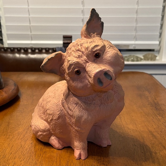 Antique Adorable Pink Pig Figurine